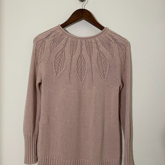 Chaps Detailed neckline Crew neck Sweater - Dusty Pink with Gold S - Picture 2 of 8